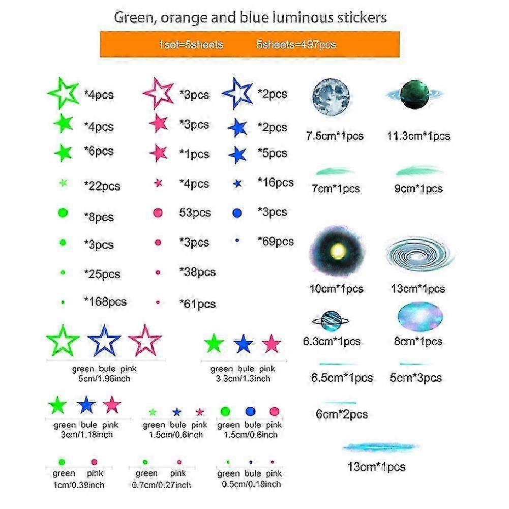 Luminous Decorative Wall Sticker Three Color Star Glow Decor