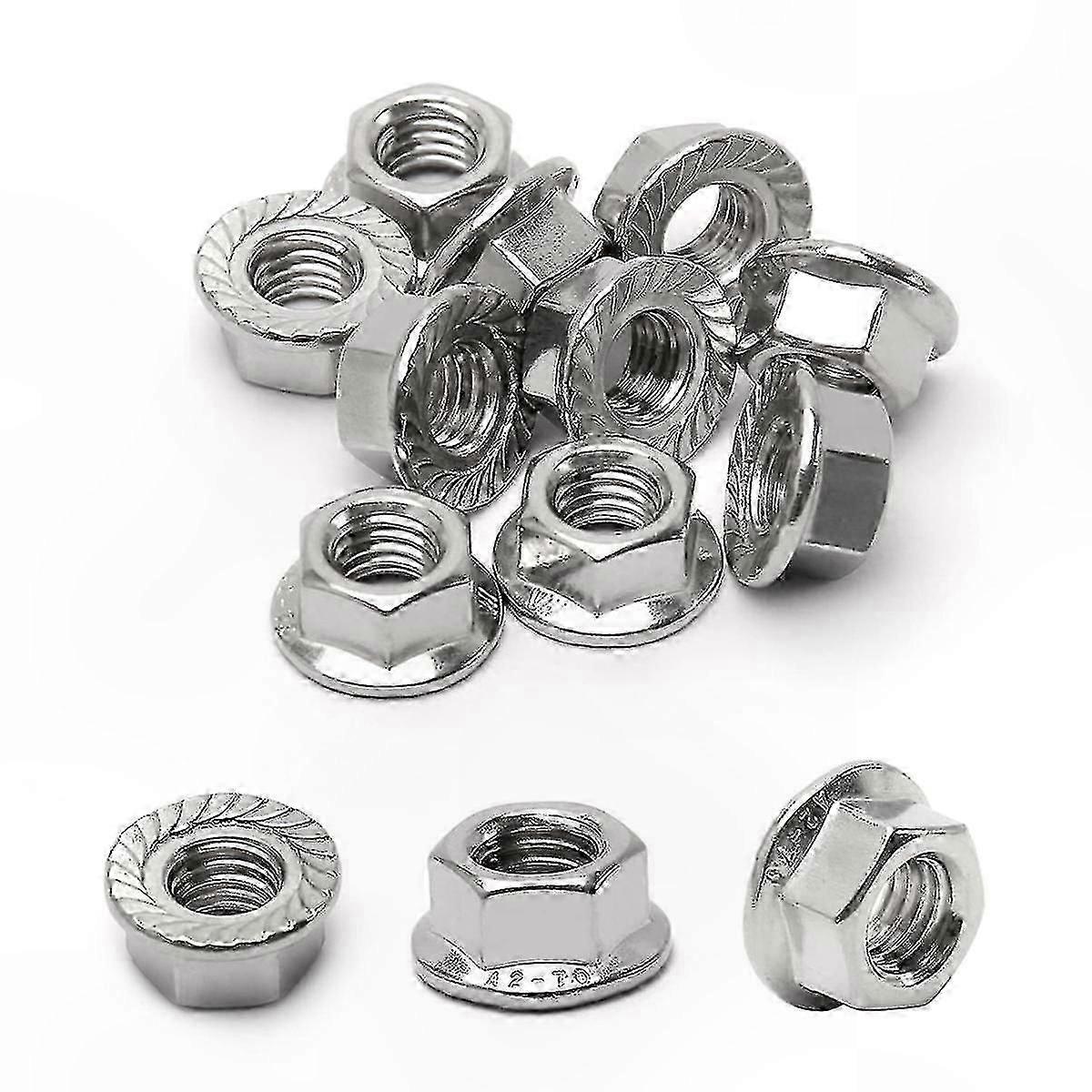 16-Pack M10 Serrated Flange Hex Nuts, 1.5mm Thread Pitch, Hexagon Lock Nuts for Secure Fastening Applications