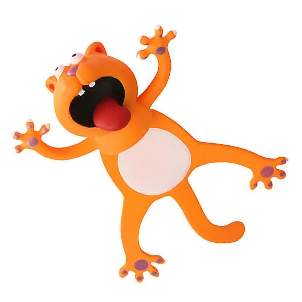 3D Animal Bookmark Orange Cat for Reading with 2Pcs Fun Page Markers