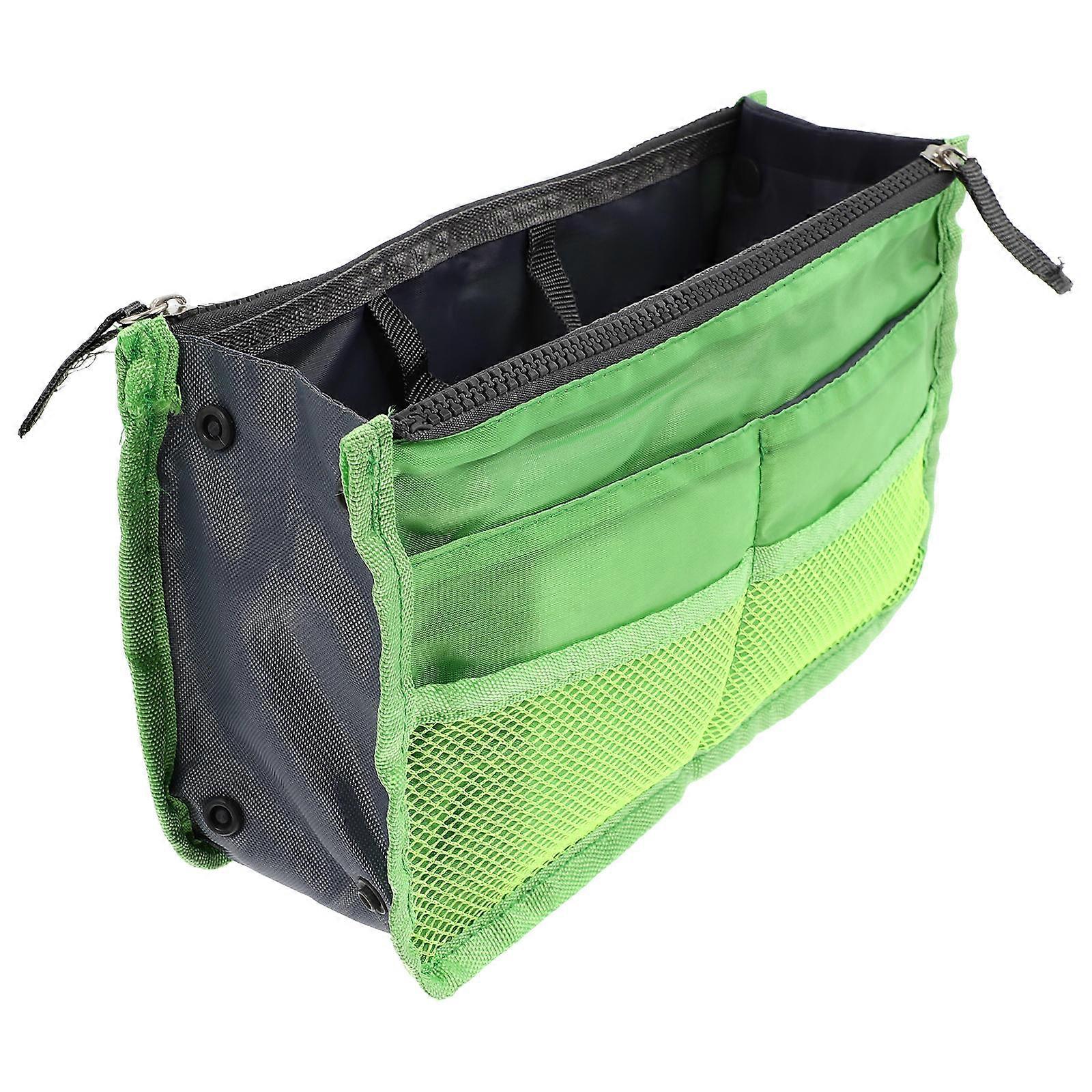Large Capacity Handbag Insert Portable Toiletry Pouch Green 28X10X17CM Foldable 1Pack