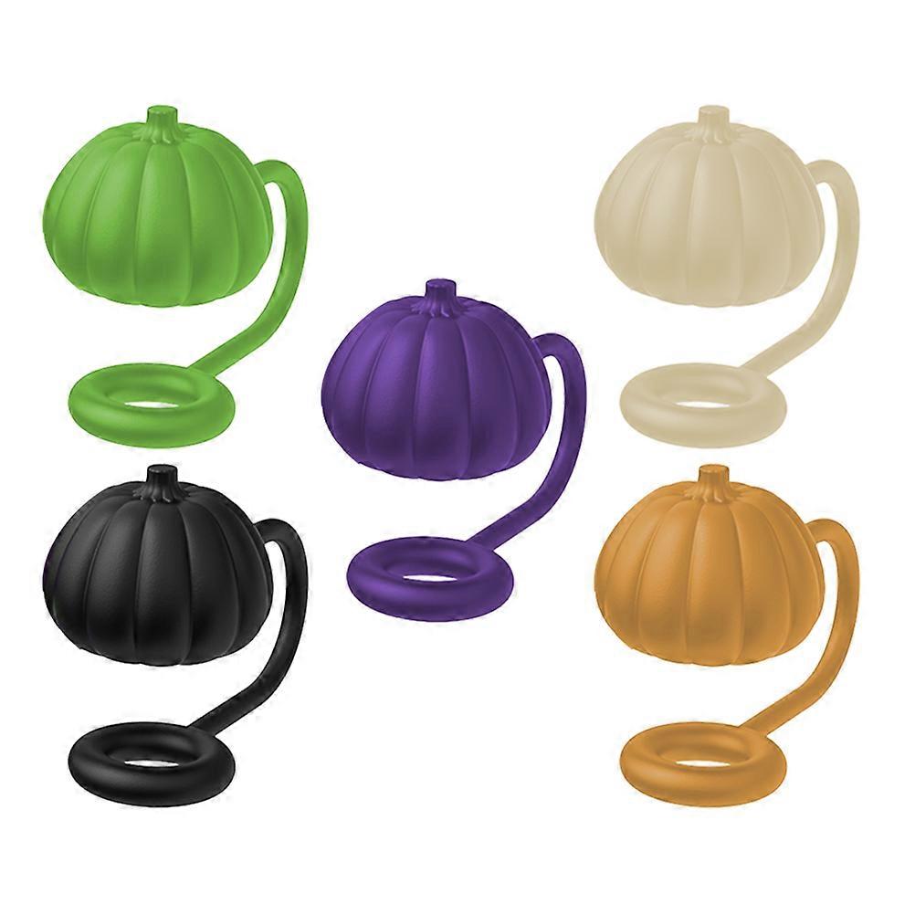 Straw Covers Cap Silicone Pumpkin Shape for 5Pcs Drinking Straw Covers