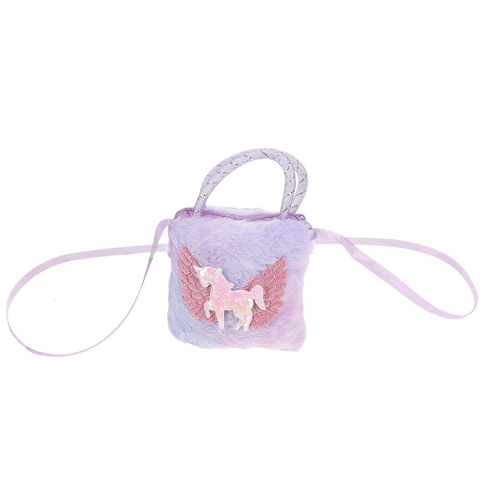 Toddler Unicorn Handbag 4Pcs Cartoon Design For Outdoor And Travel Use With Shoulder Strap 5.1X4.9X4.7In