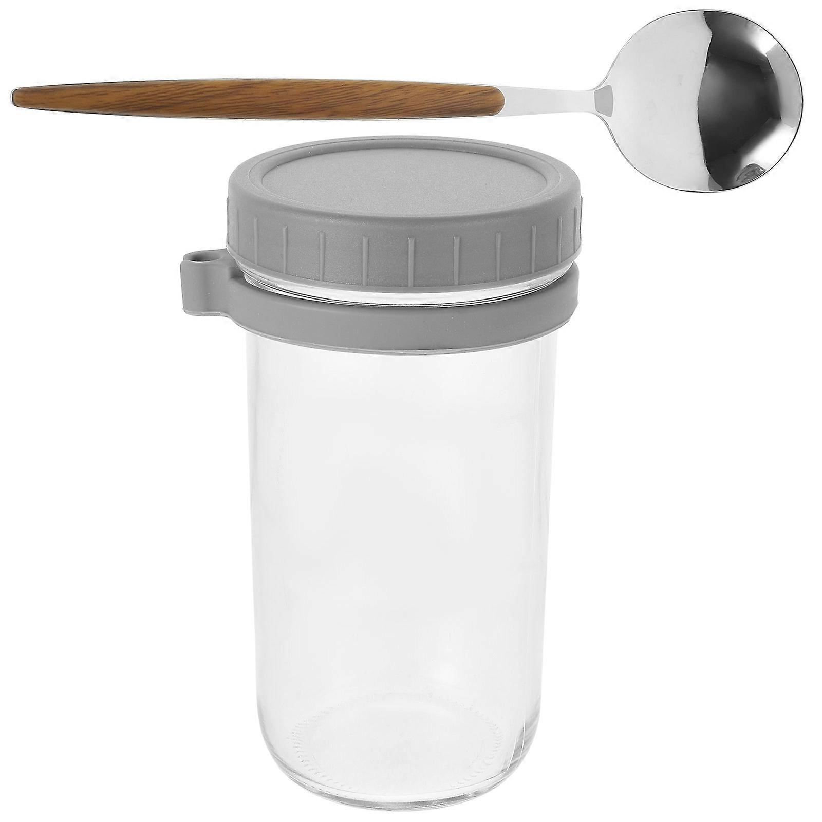 Overnight Oats Jar Glass Container with Spoon and Lid for Storage 3Sets