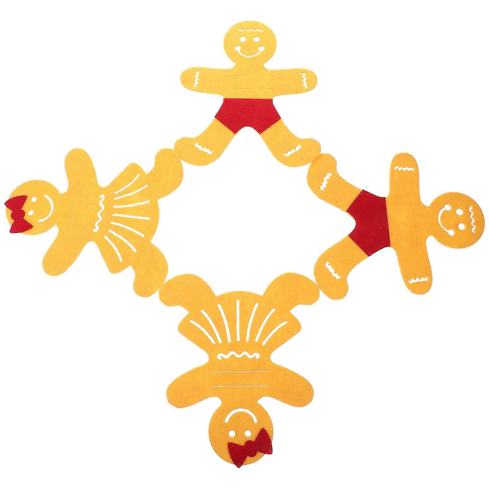 Christmas Tableware Holder for Party Use 4Pcs Yellow Gingerbread Man Style