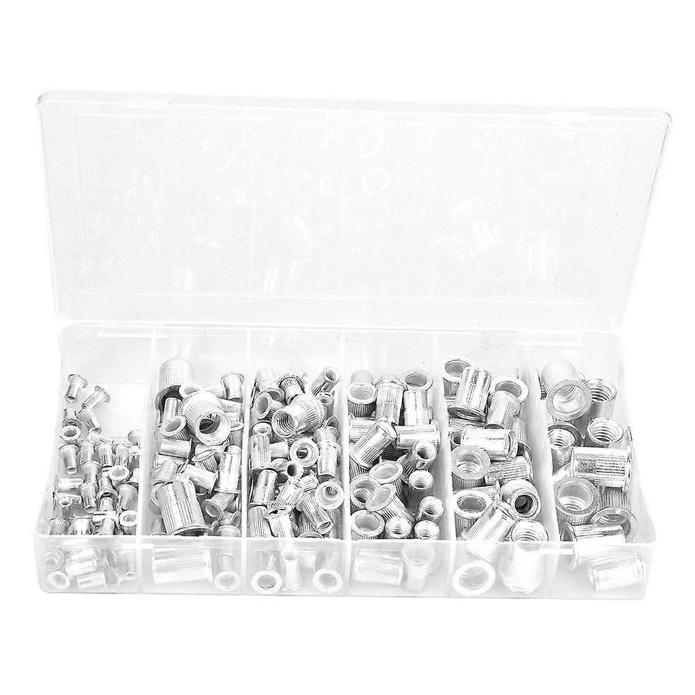 190PCS Rivet Nut Kit Aluminum Flat Head Threaded Fastener Nuts M3 M4 M5 M6 M8 M10