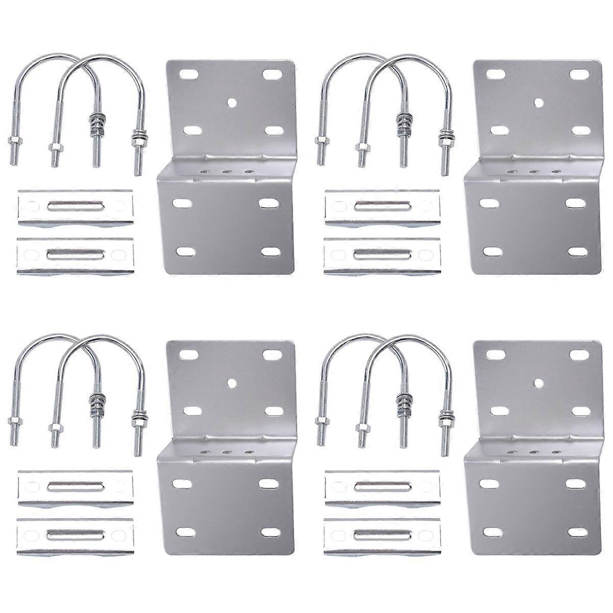 Antenna Pole Mount Bracket with Double U-Bolts Clamp V Jaw Bracket