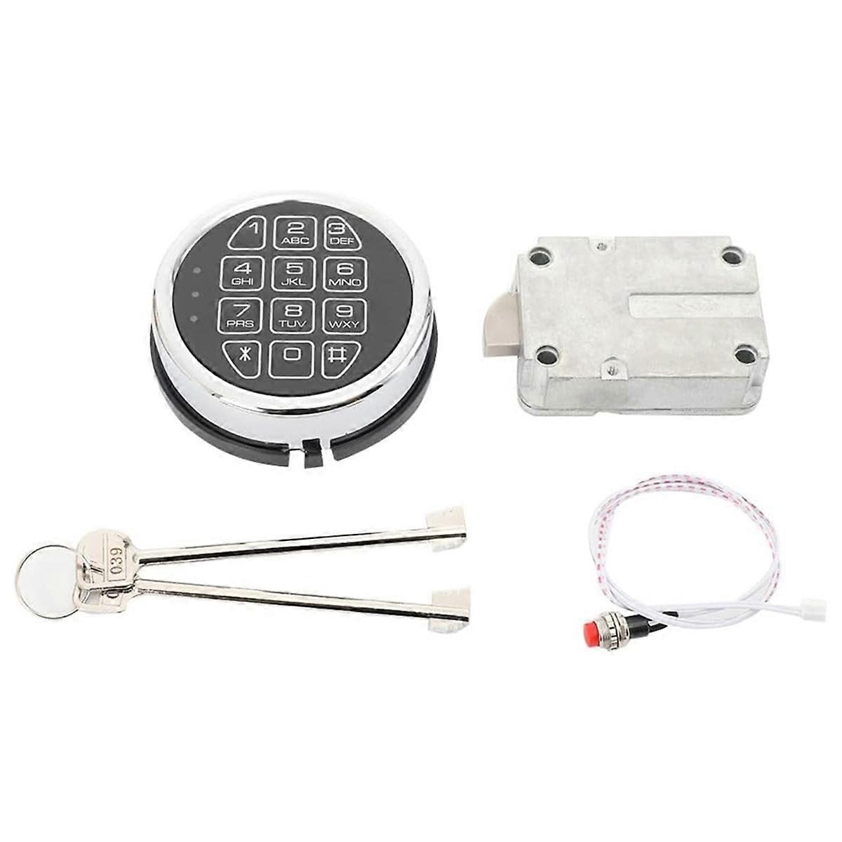 Replacement Electronic Safe Lock with Solenoid Lock & 2 Override Keys,Chrome Keypad Security Firepro