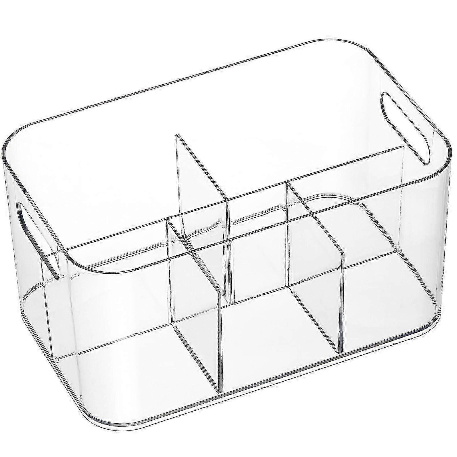 2 Pack Plastic Bin - 5-Compartment Organizer for Cosmetics, Bathroom_SZXM