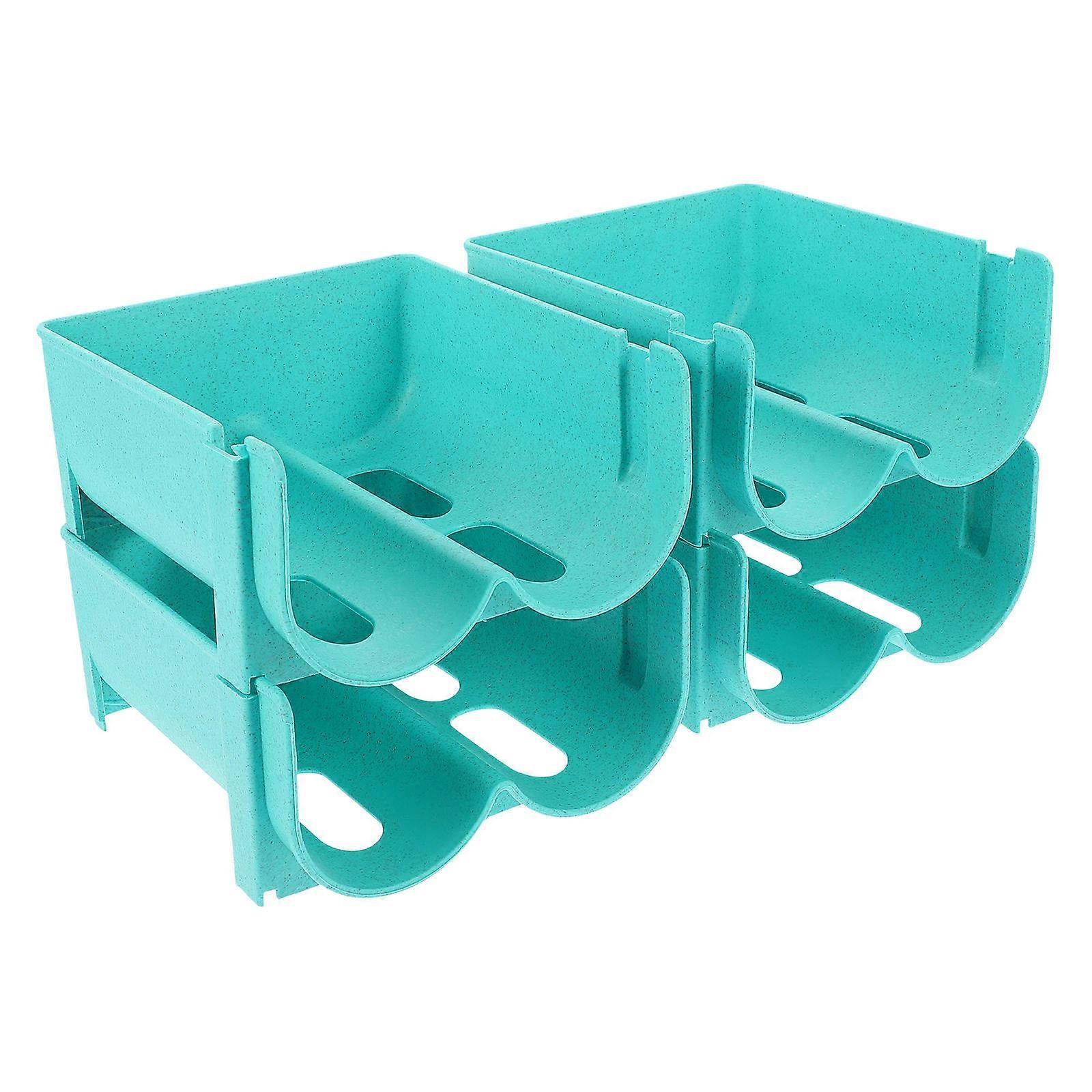 Drink Storage Rack Stackable Can Rack Organizer for Home 16Pcs Blue