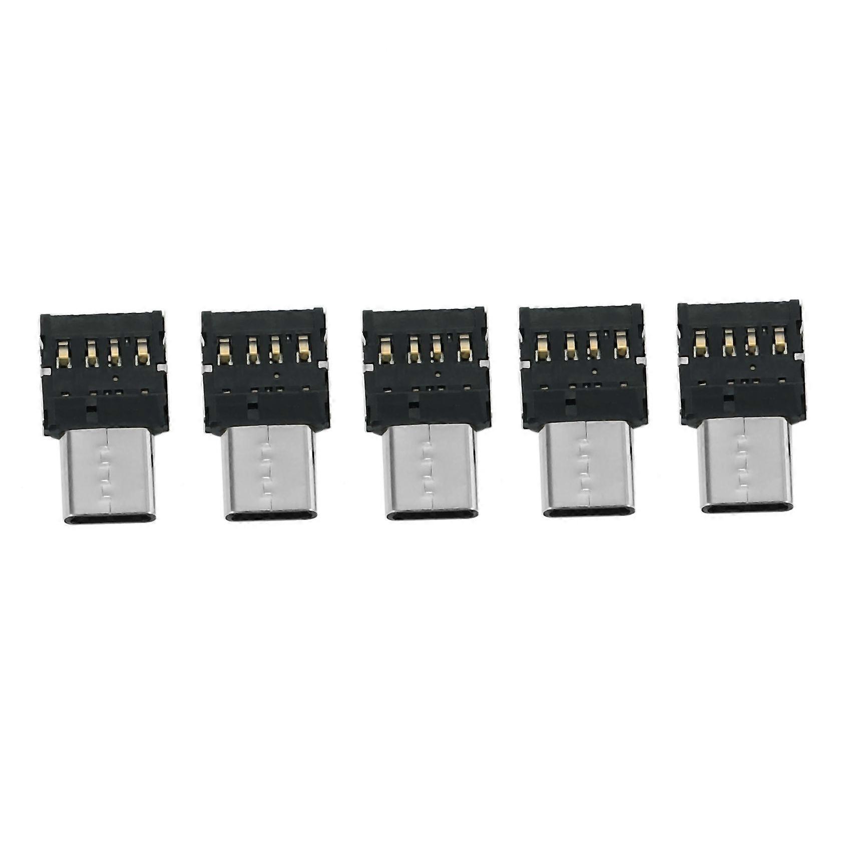 5pcs Ultra Mini Type-C USB-C to USB 2.0 OTG Adapter for Cell Phone Tablet & USB Cable & Flash Disk