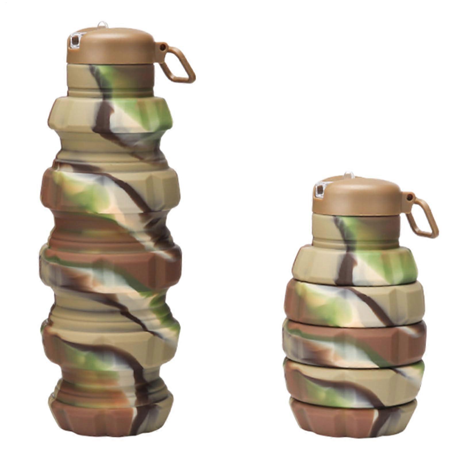 Folding Water Bottle 500ml | LeakProof Portable Reusable Foldable Cup | Straw Cover Included