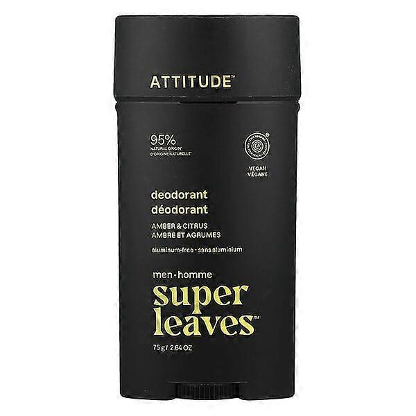 ATTITUDE, Super LeavesÃÂÃÂ¢ÃÂÃÂÃÂÃÂ¢, Aluminum-Free Deodorant, For Men, Amber & Citrus, 2.64 oz (75 g)