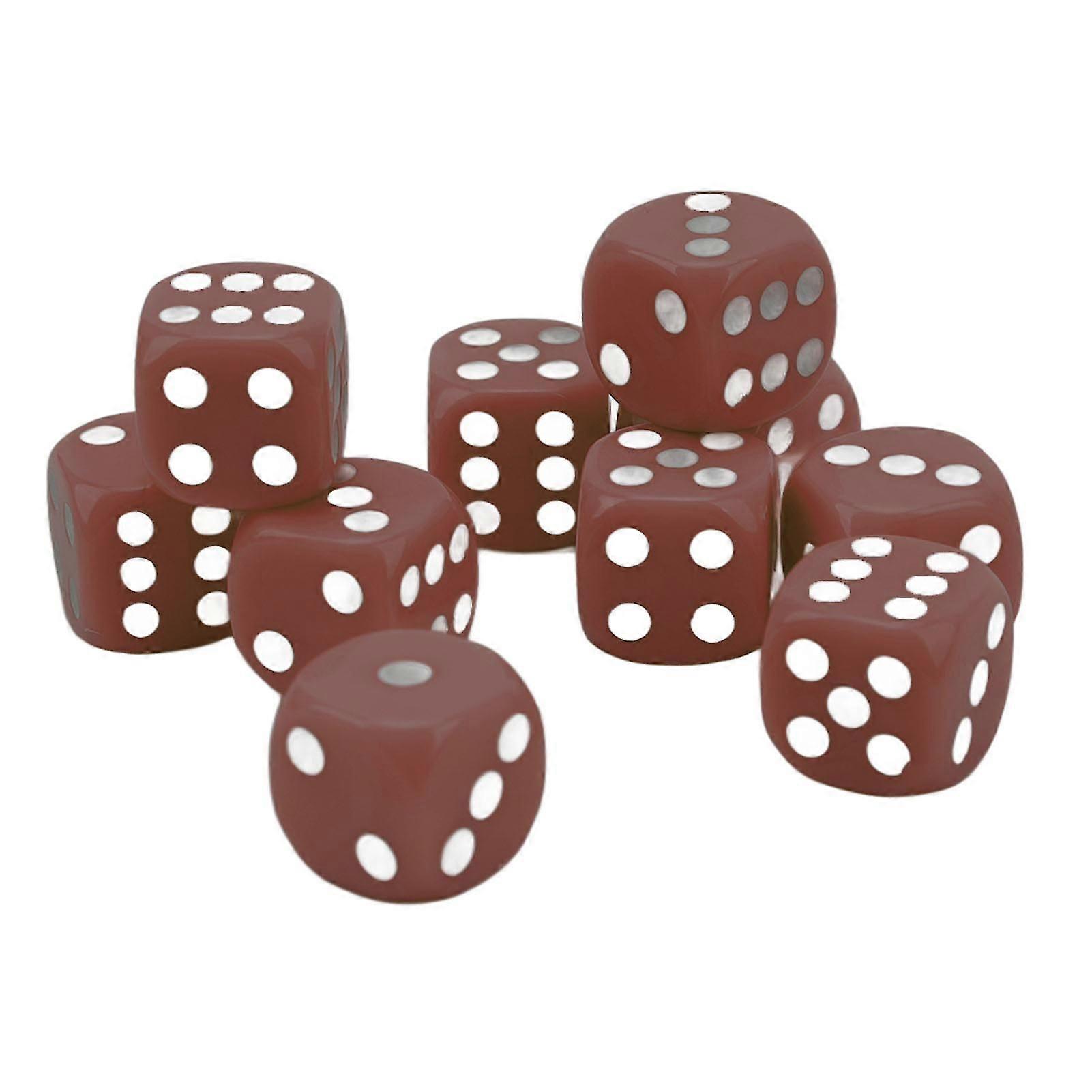 30PCS Dice Set 16MM Plastic 6 Sided Round Corners Dice Cubes compatible with Table Games Board Games Brown
