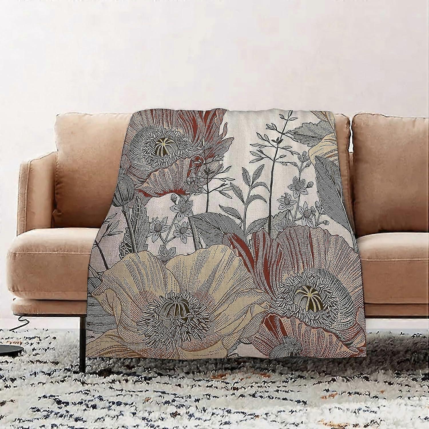 Blanket Premium Flannel Throw Blanket - Vintage Flowers Rustic For Ation Flannel Blanket Sofa Throw, Blanket Fluffy Soft Throw For Bed And Couch Throw