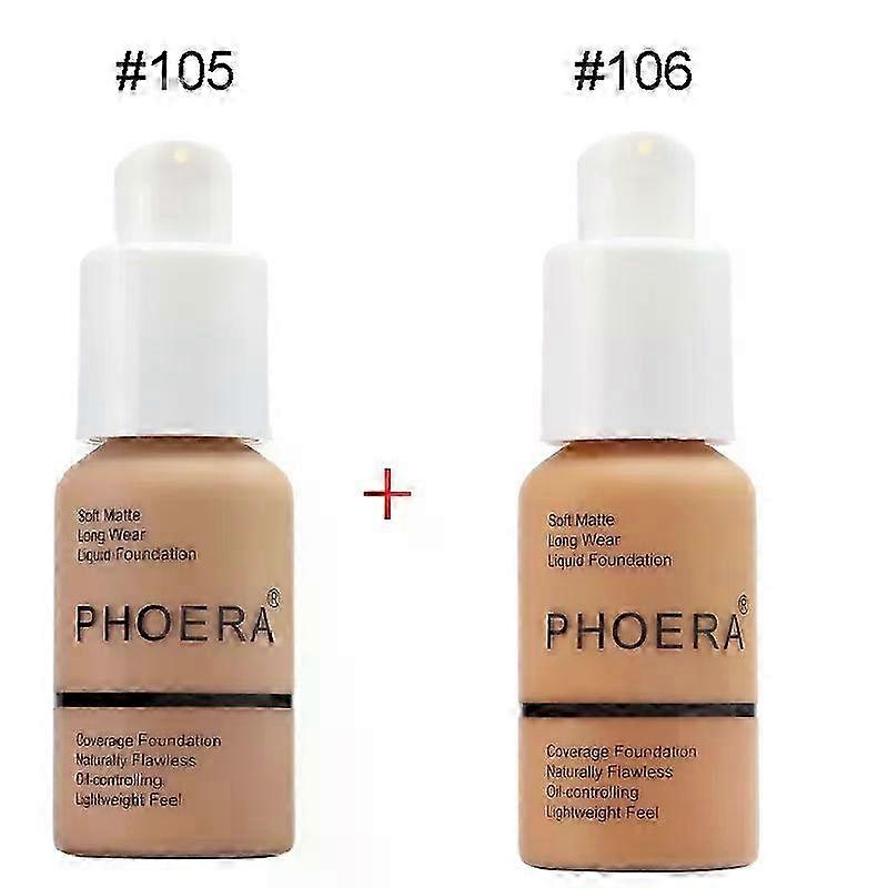 suitable for PHOERA 2pcs/set Liquid Coverage Foundation Facial Base Cream Brighten Moisturizer Miner