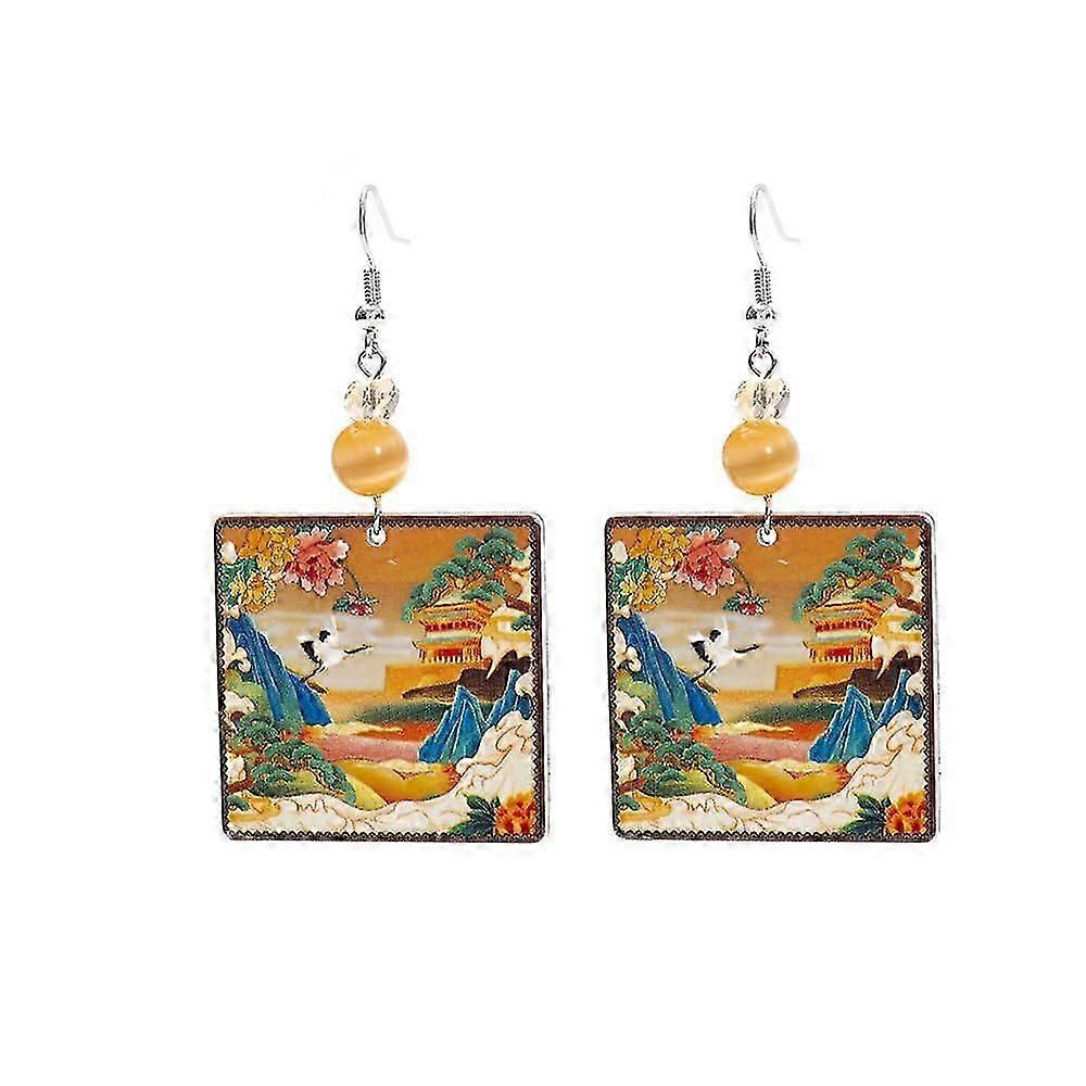 Cloud and Crane Acrylic Dangle Earrings for Women's