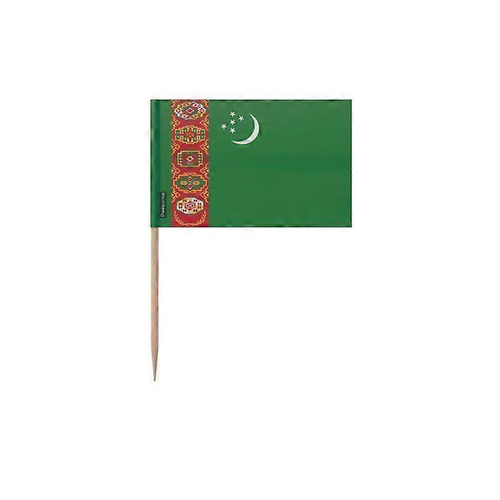 Toothpicks Flag of Turkmenistan - 8 cm - 100 pieces - Adhesive plastic - Bamboo stick - Pixelforma