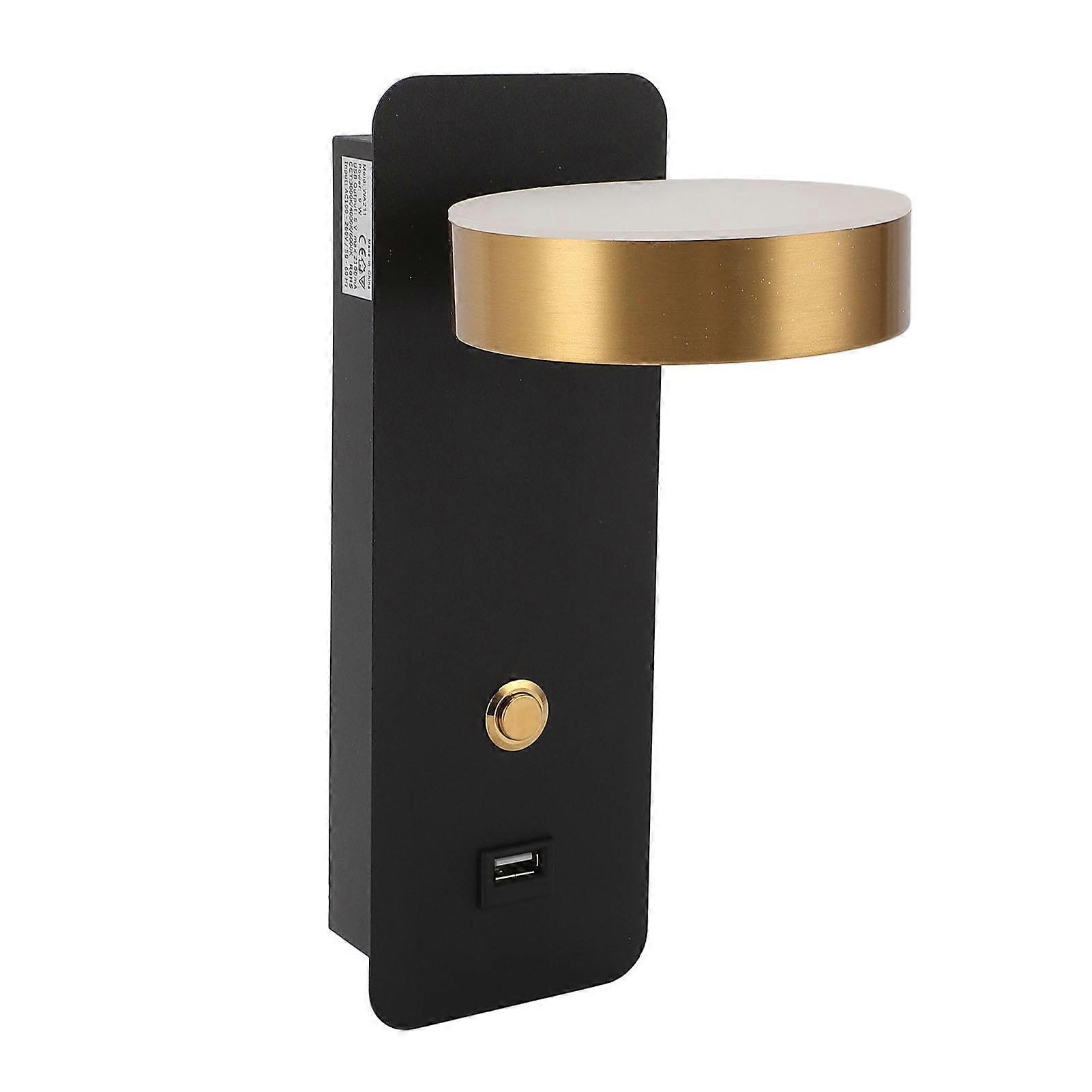 LED Bedside Wall Lamp 3 Color Temperature Rotatable Adjustable Metal Reading Light with USB Charging Port 85-265V 