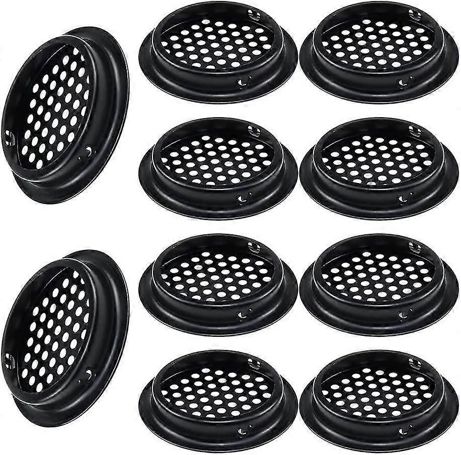 شبكة تهوية مستديرة 10 قطع شبكة تهوية خارجية مستديرة 53 مم شبكة تهوية سوداء من الفولاذ المقاوم للصدأ تحافظ على تدفق الهواء لخزانة المطبخ S