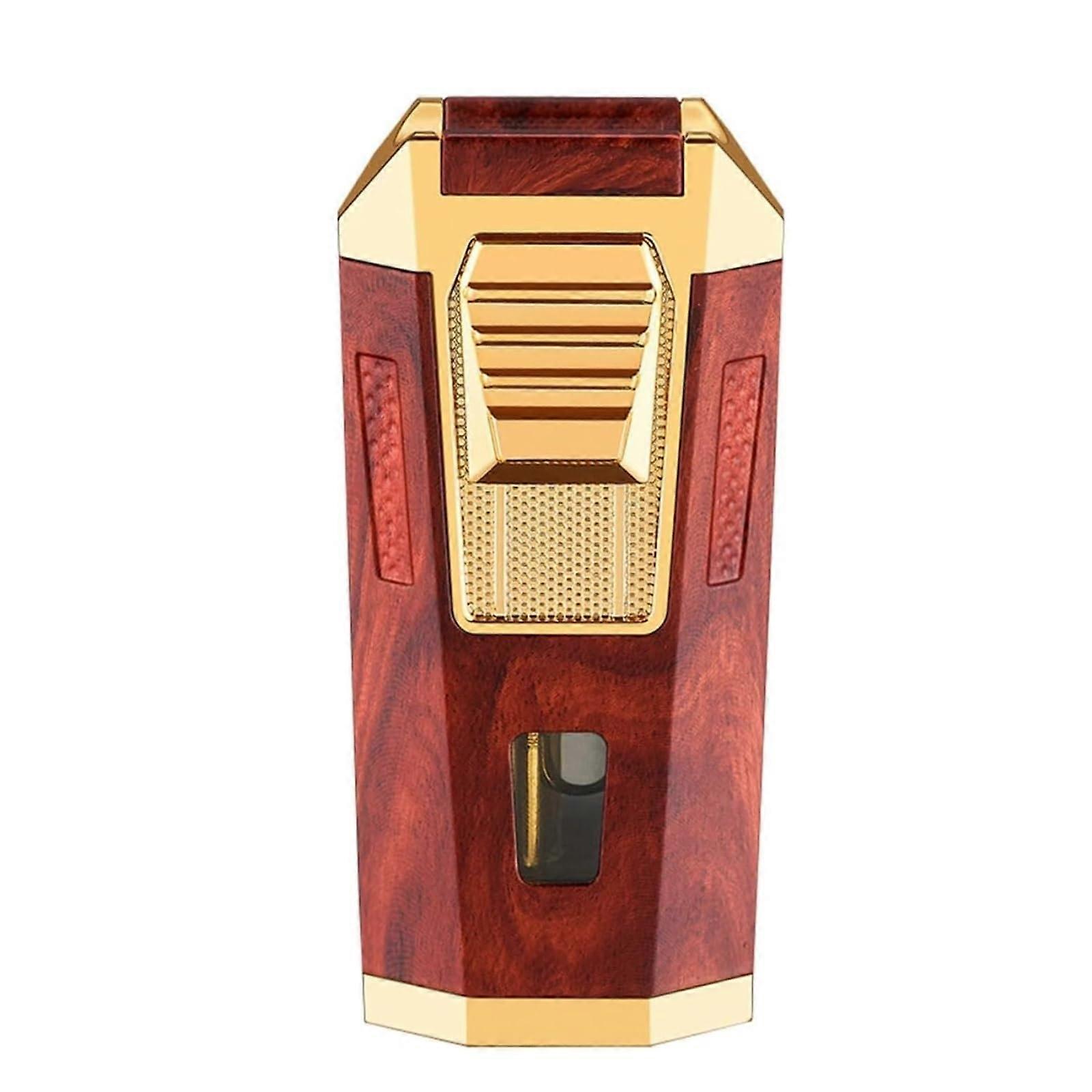 Windproof Jet Double Torch Butane Lighter With Hidden Punch Retro Metal MultiFunction Lighter Red Butane Not Included