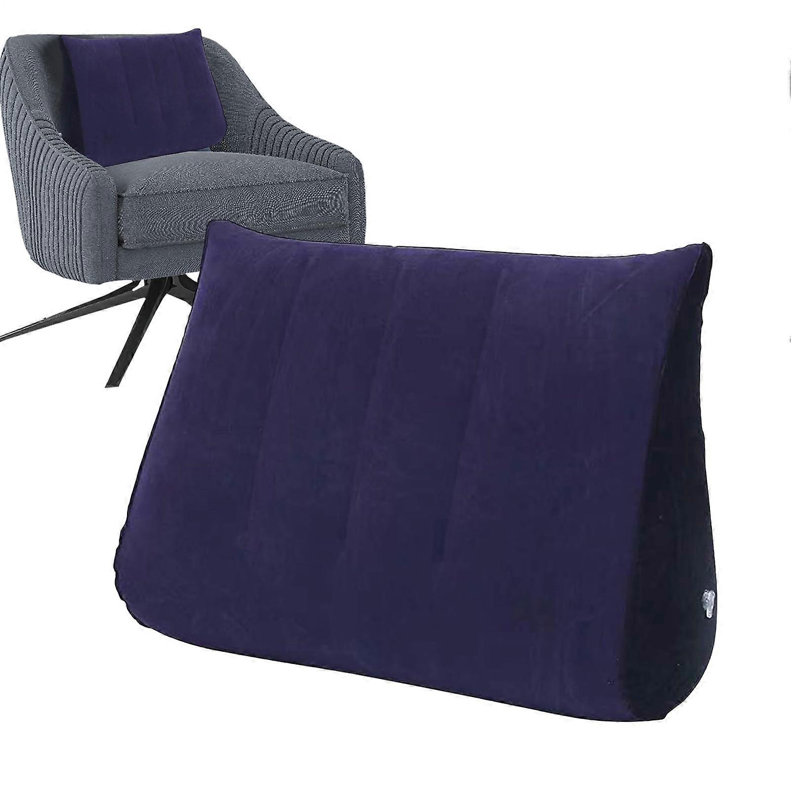 Sleeping Wedge Pillow For Adults Inflatable Triangular Body Positioner Sleeping Reading Travel Car Bed Dark Blue