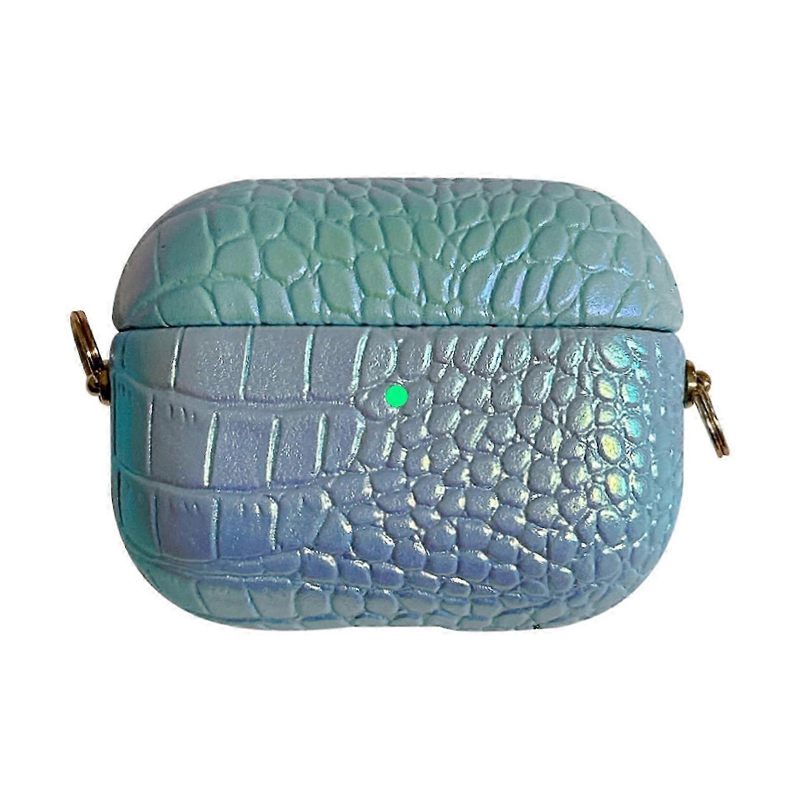 カラフルなクロコダイルパターンPCイヤホンケース、紛失防止メタルロングチェーン付き