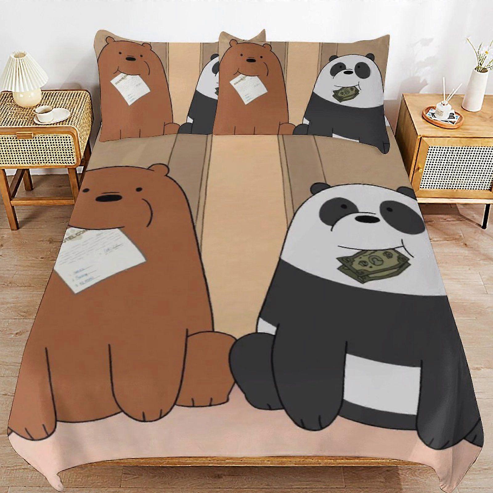 o326 We Bare Bears Season Practical Sleep Layer Strong Threads Functional Structure Soft Comfort Duvet Cover Sets Pick d326