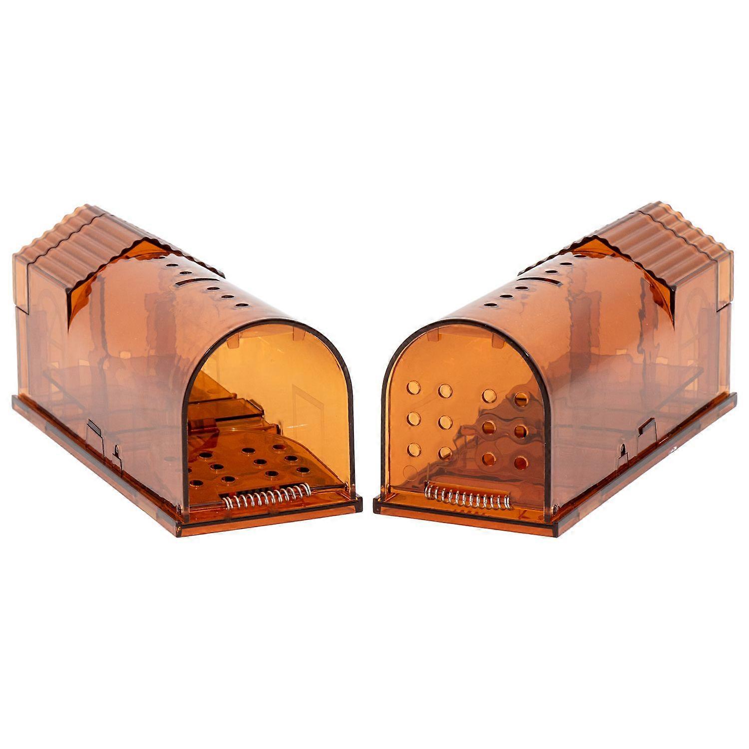 Mousetrap 2 pieces -20cm- touch-free live trap, reusable box trap, animal-friendly snap trap for mice, rat and other small animals