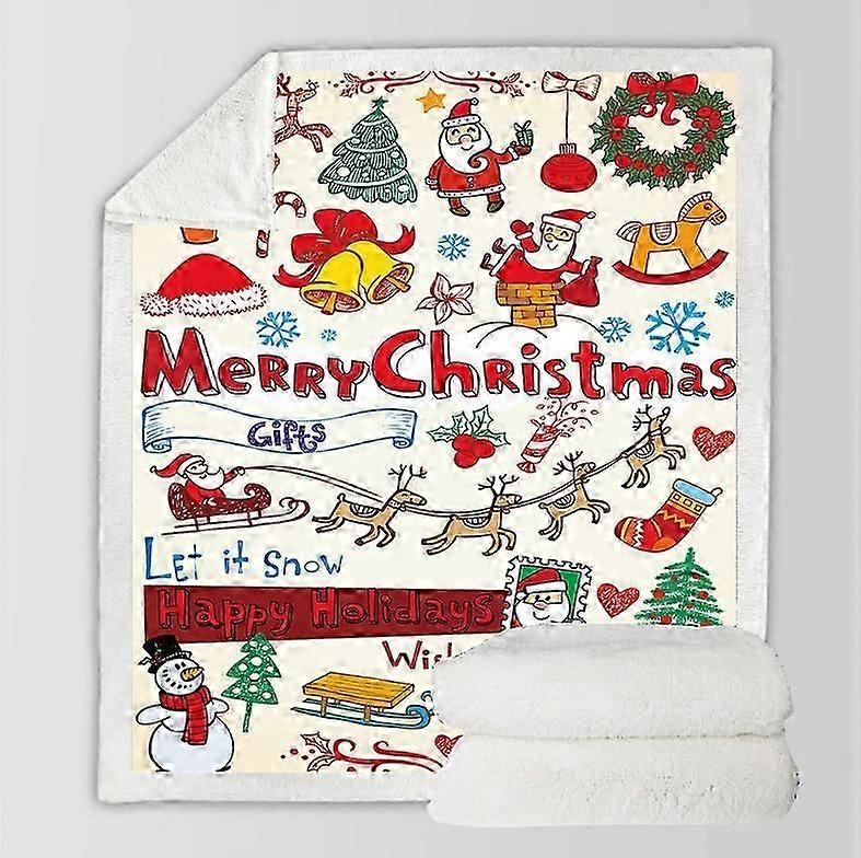 Flannel blanket with Christmas elements print