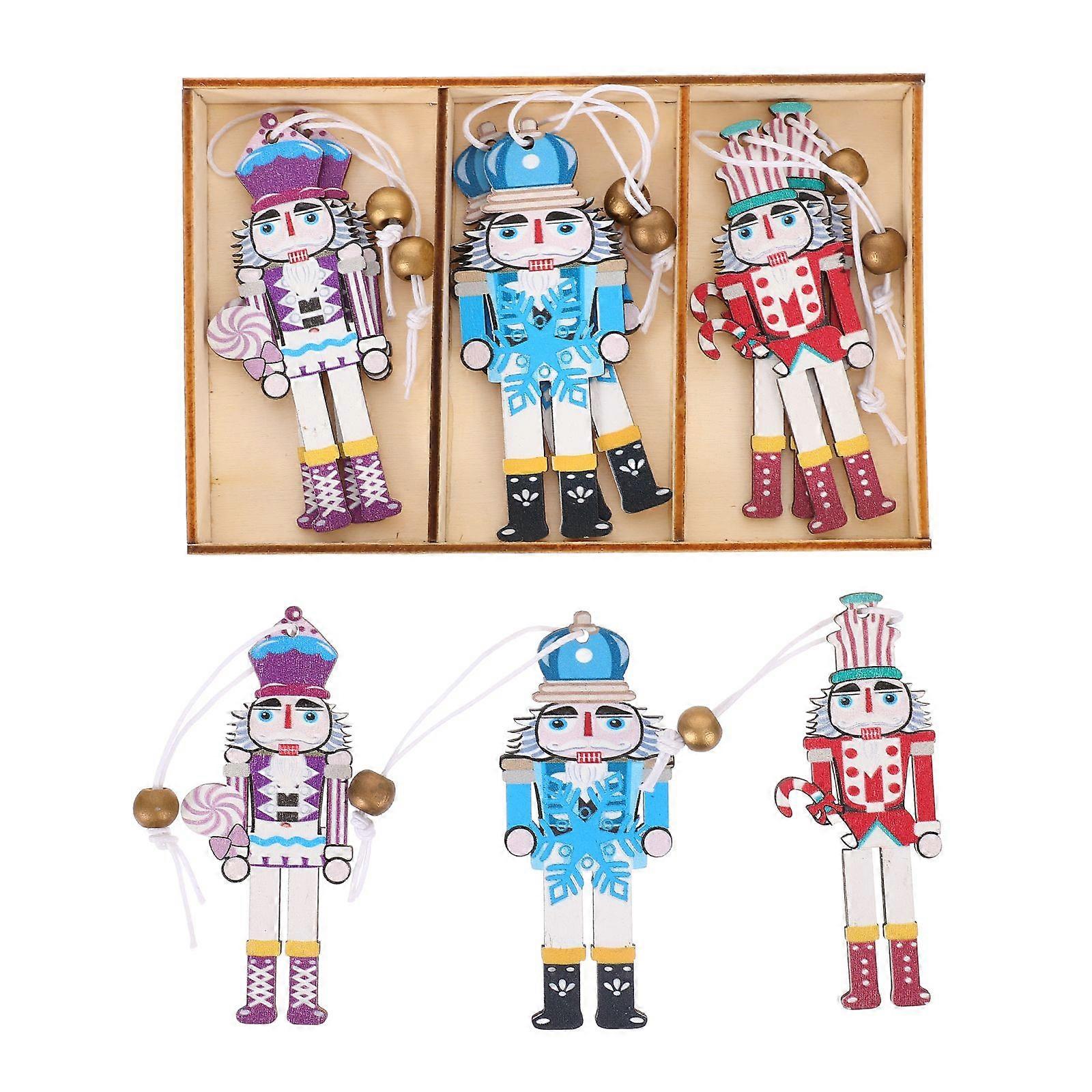 9pcs Wooden Nutcracker Cutouts Pendant Christmas Tree Hanging Ornament Xmas Tree Nutcracker CutoutsDecor