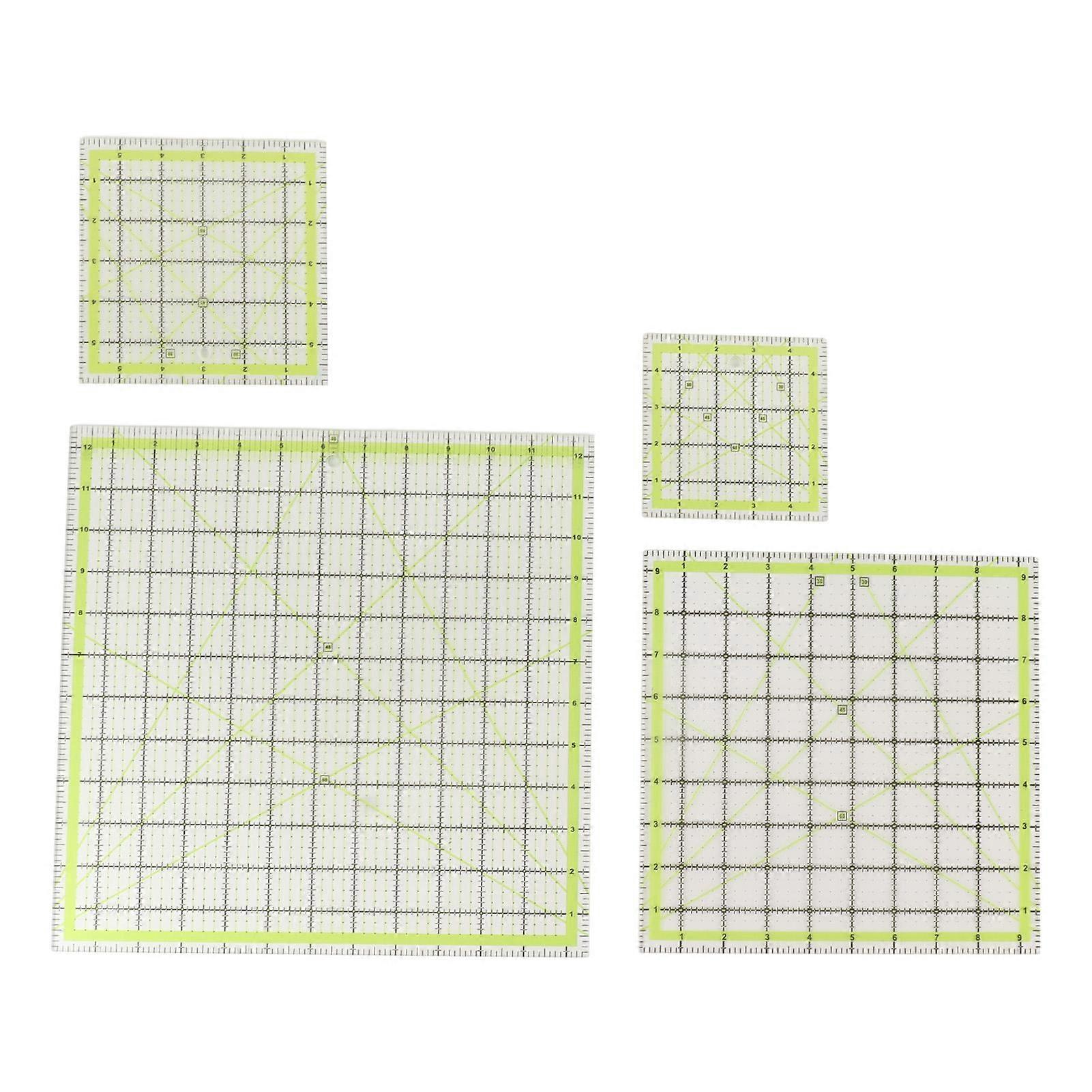 4pcs Acrylic Quilting Ruler Quadrate Grid Lines Double Color Clear Ironing Ruler for Cutting Fabric