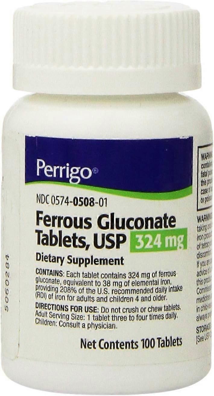 Perrigo Ferrous Gluconate, 324 Mg, Tablets, 100 Ea