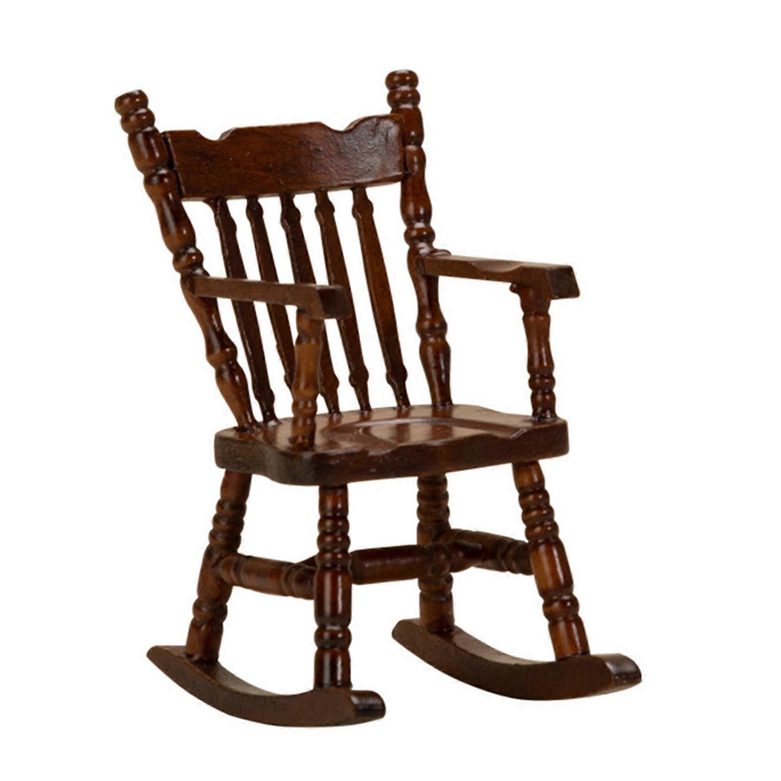 Rocking Chair Miniature Display for 1:12 Scale Dollhouses, Perfect for Role Play and Display Realistic Retro Furniture Multicolor