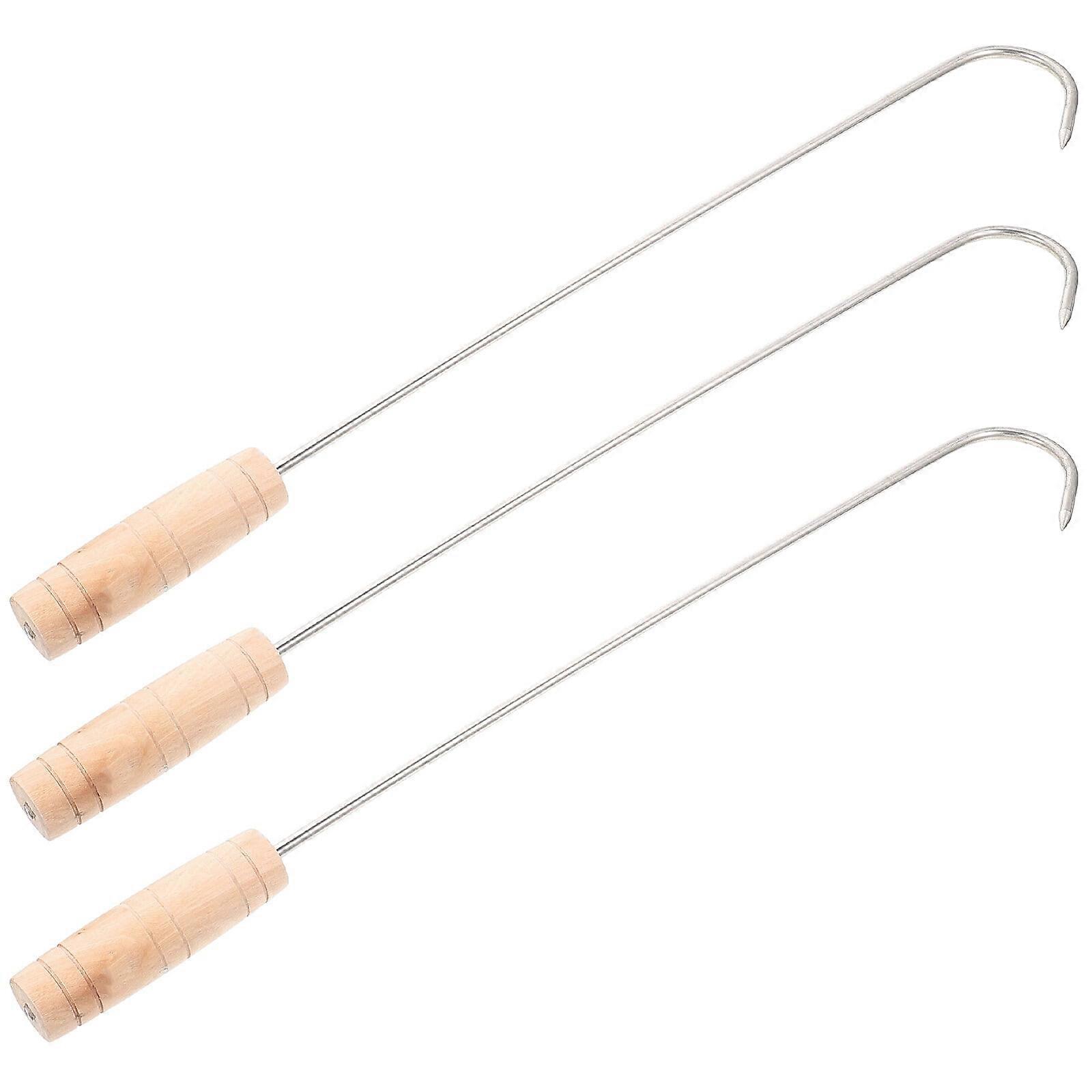 3pcs Pigtail Food Flipper Meat Turner Hooks Flipping and Grilling Hooks