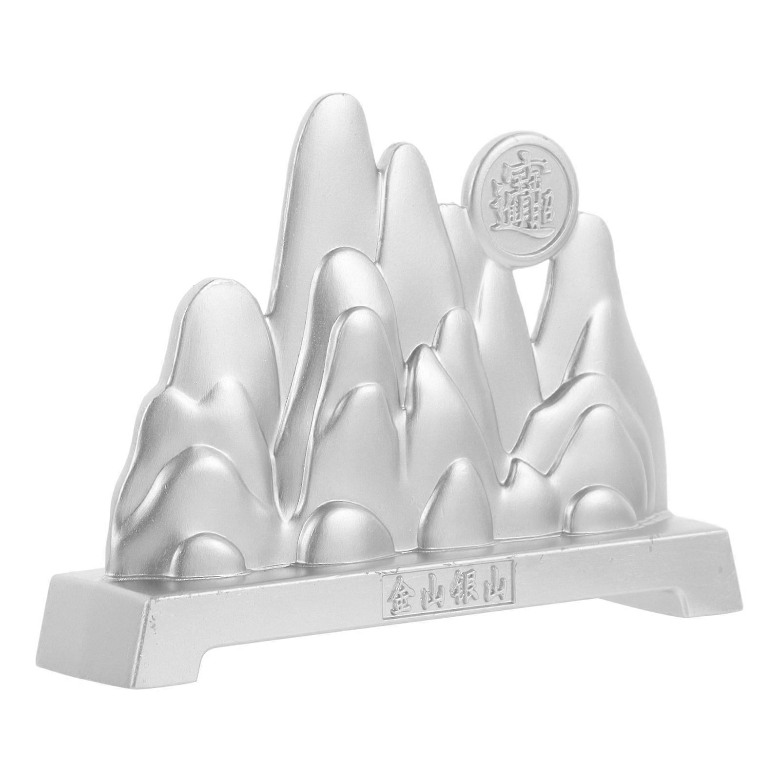 Silver Alloy Figures Desktop Mountain Sculpture for Decor