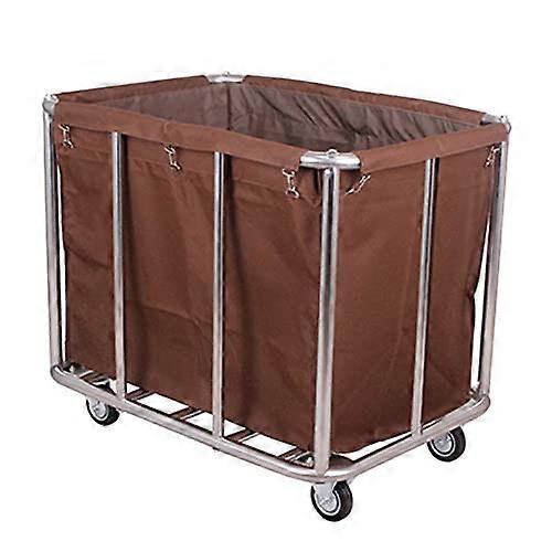 Laundry Hamper Trolley with Lockable Wheels, Clothes Basket Sorter Cart for Home Storage (Brown)