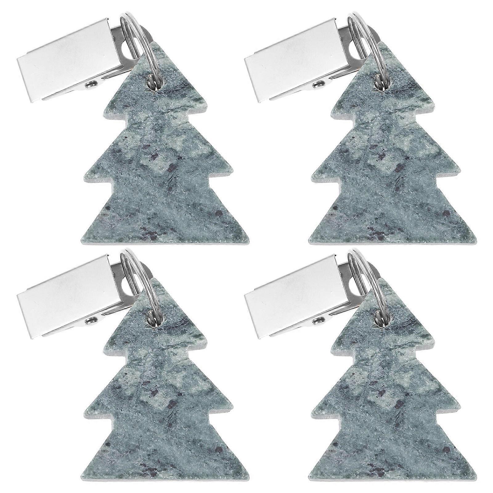 Outdoor Table Cloth Holders Christmas Tree Shape Stone Iron Material Fix Curtains 4Pcs