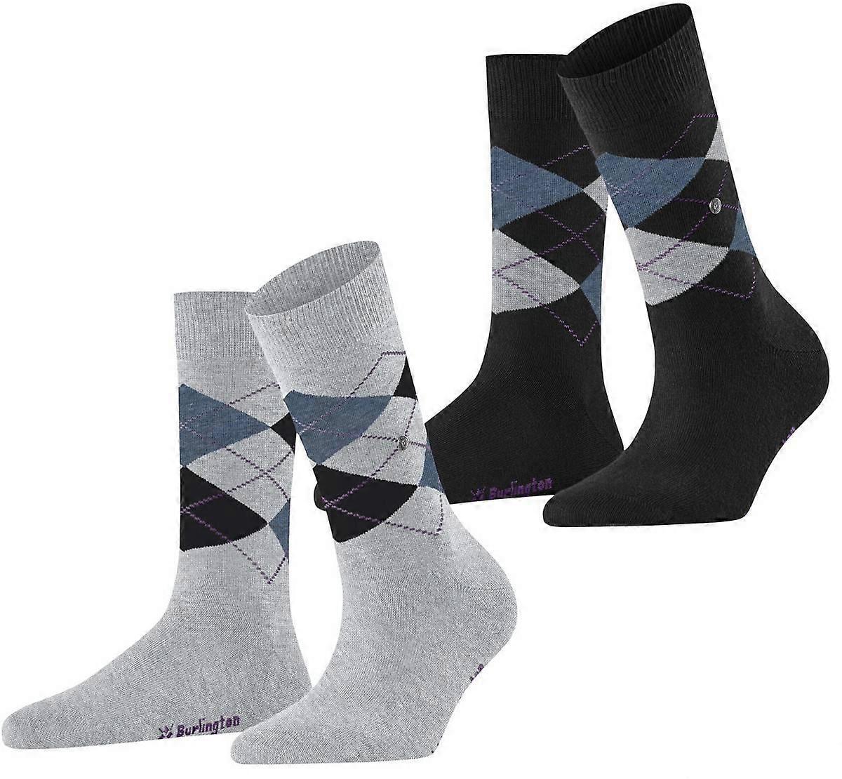 Burlington Everyday Argyle 2 Pack Socks - Heather Grey