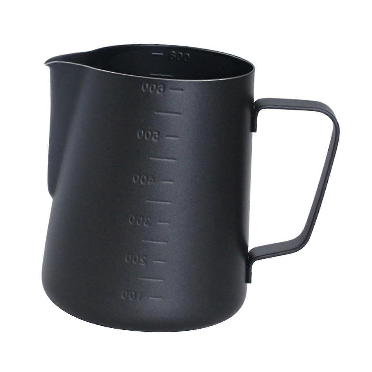 Stainless Steel Milk Frothing Jug with Measurement Scale Handle for Coffee Steaming Latte Art