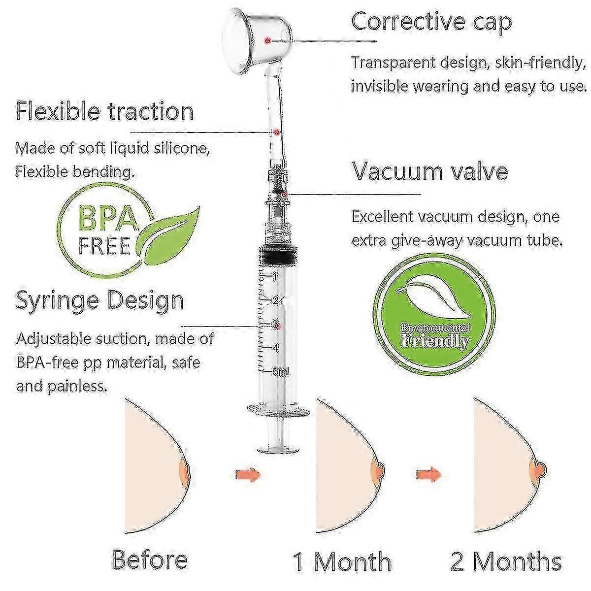 2pcs Inverted Nipple Puller for Flat Nipples, Day and Night Nipple Corrector