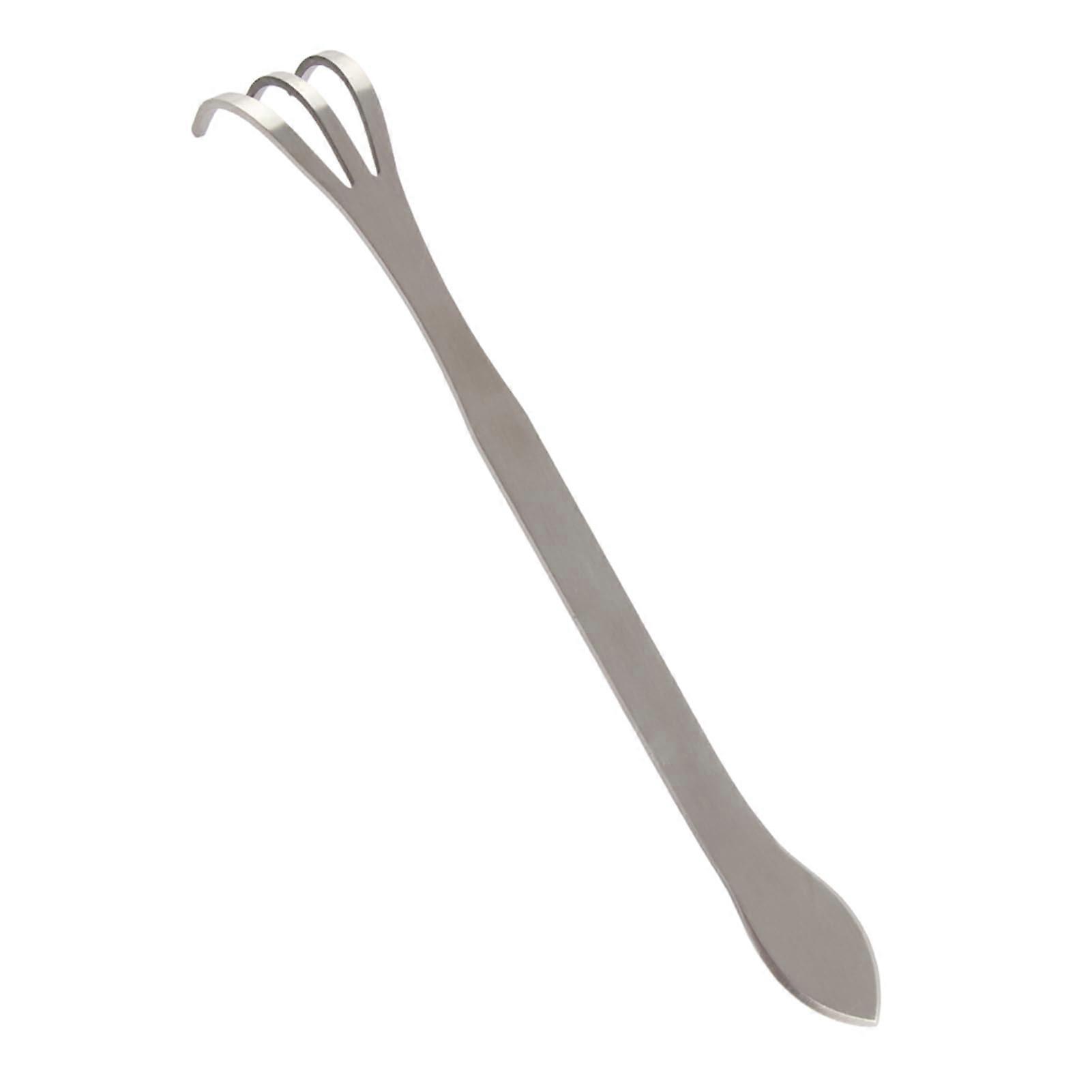 Stainless Steel Garden Hand Rake with Ergonomic Long Handle, 3 Tine Design for Soil Loosening
