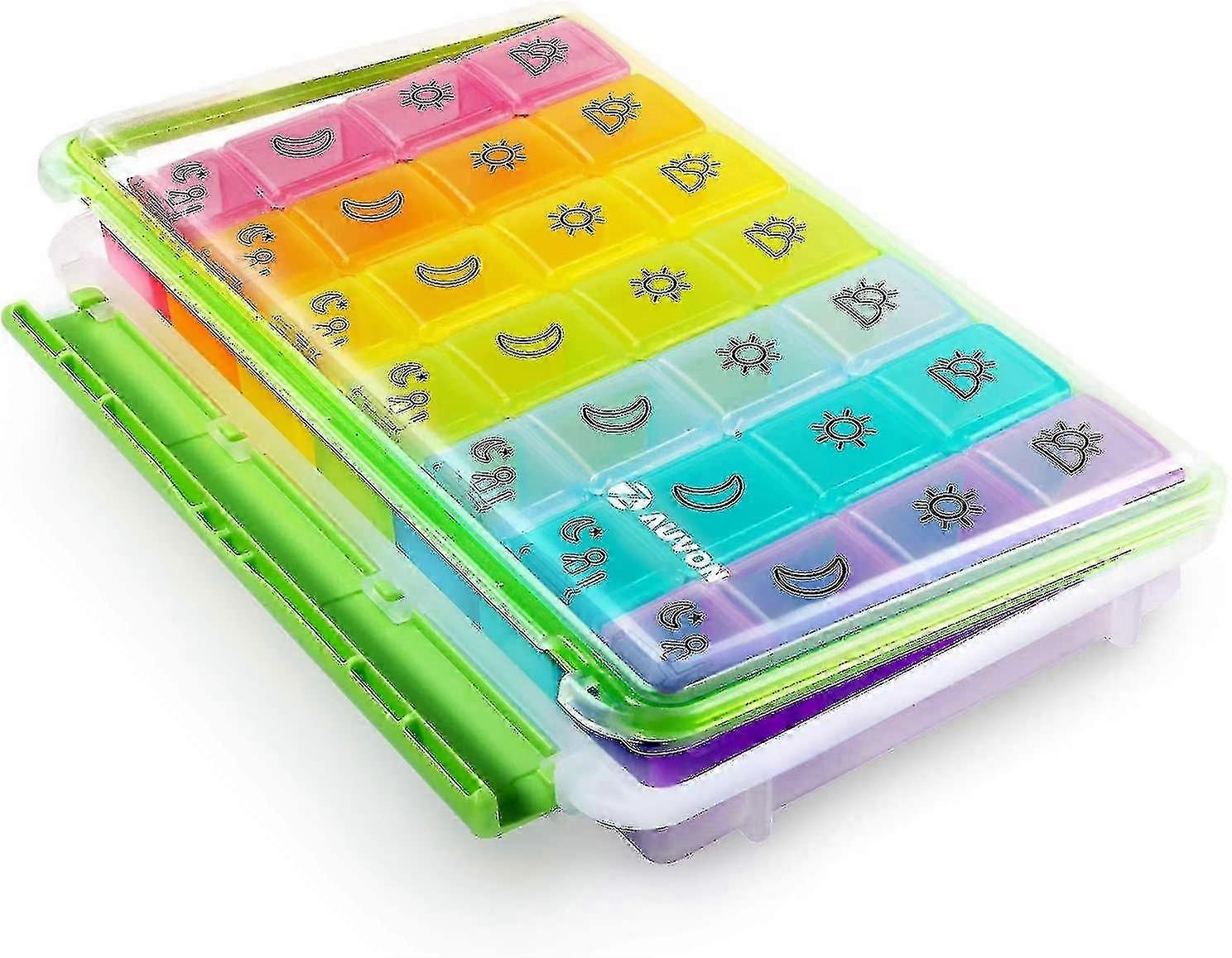 Bjxy Pill Boxes 7 Day 4 A Day Lar, Portable Travel Pill Box Iser With - And Lar Comments To Hold Vitamins, Supp