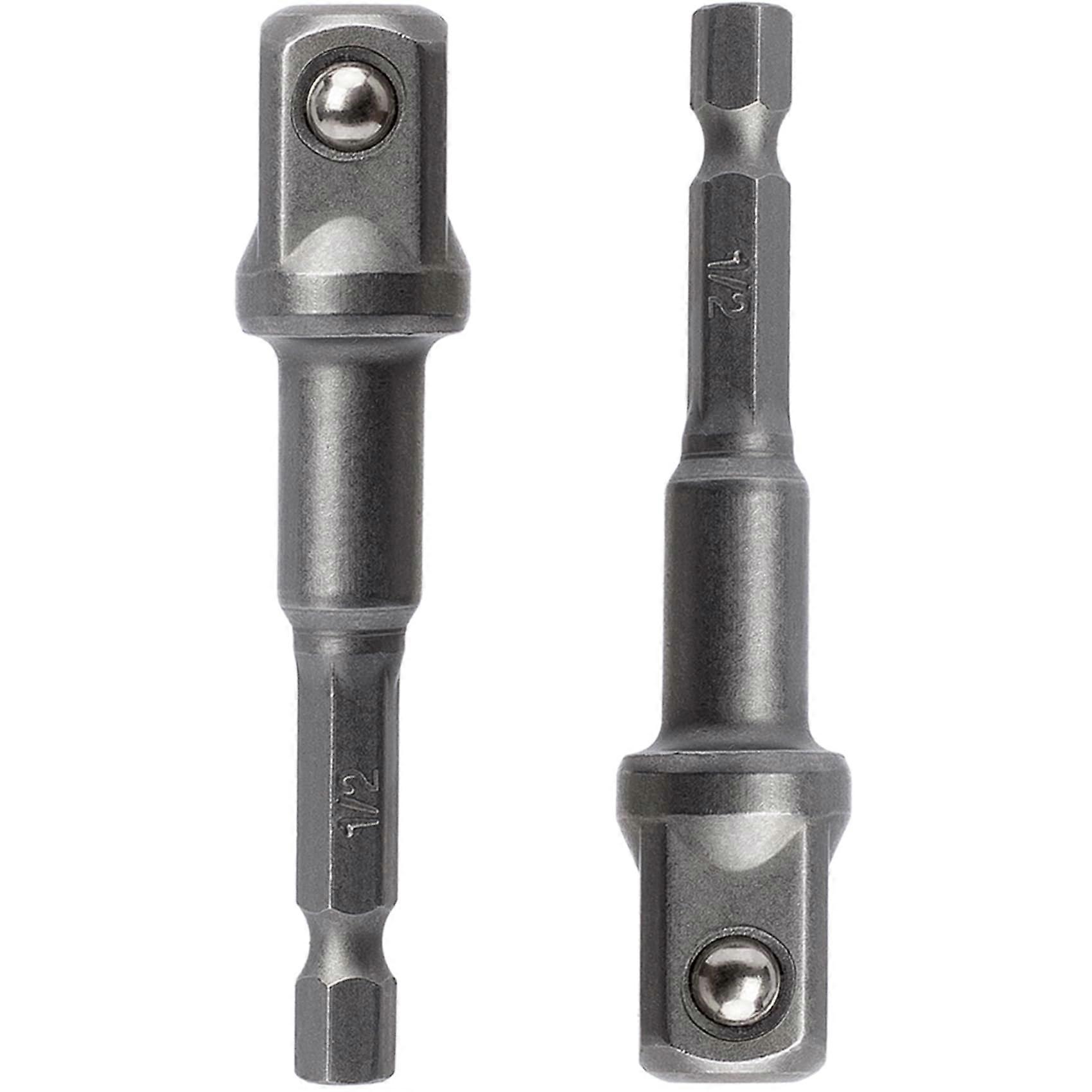 Impact Driver Socket Adapter 1/4 Inch Hex to 1/2 Inch Square Drive, Heavy Duty Ball Retention, Quick Conversion for Drill and Automotive Use
