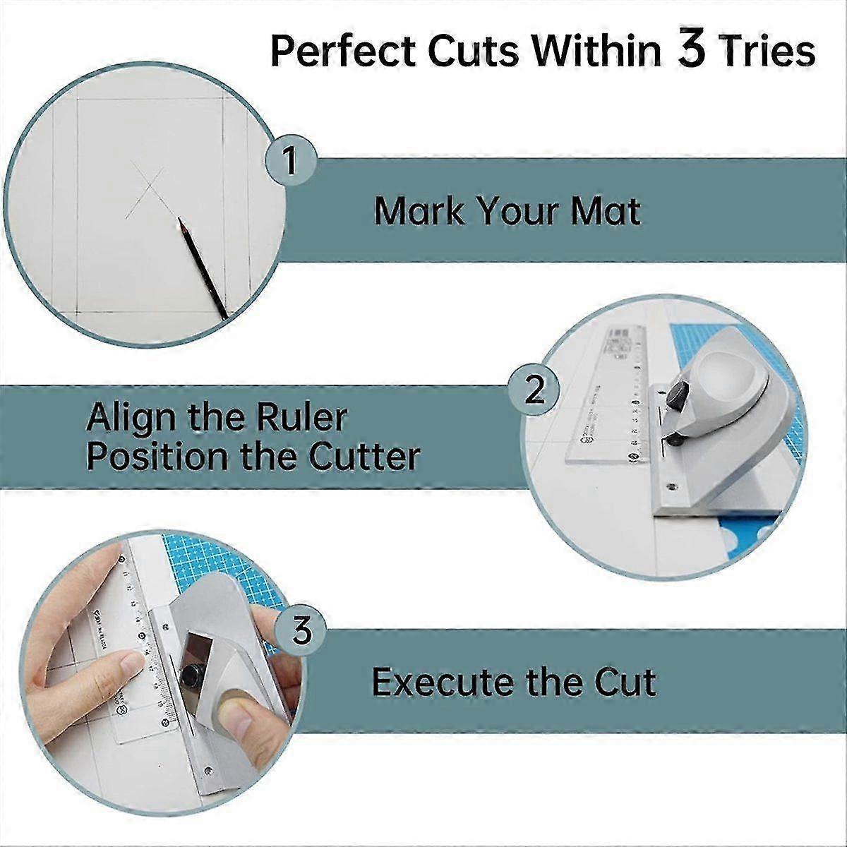 Bevel Mat Cutter with 5 Blades,45 Push-Style Handheld Mat Board Cutter,Adjustable Blade Depth for