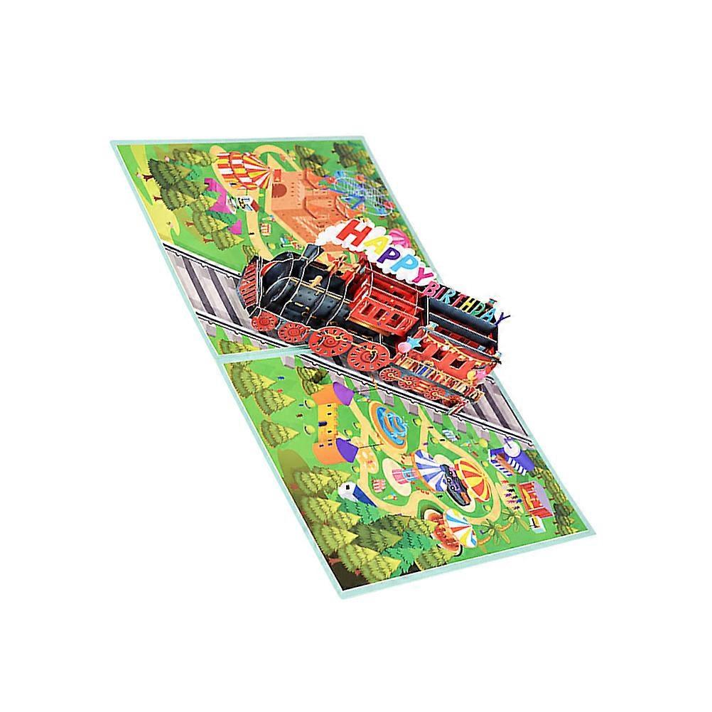 Birthday Greeting Cards Creative Train Design for Kids 2Sets