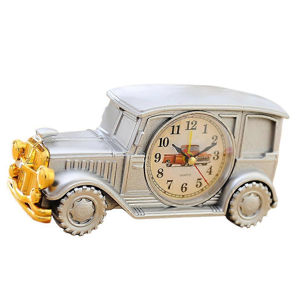 Alarm Clock for Kids Classic Car Shape for Time Display 2Pcs Silver Model