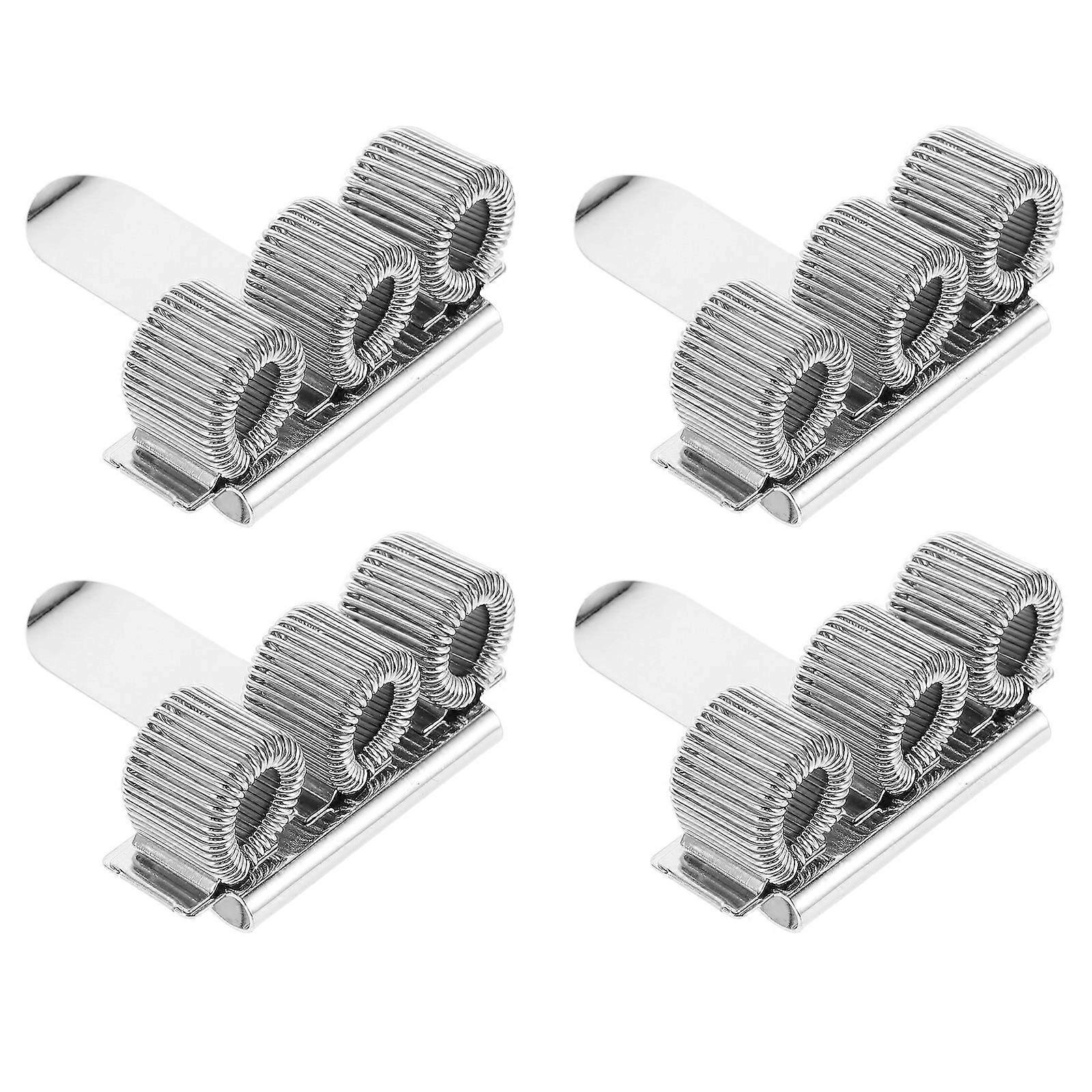 Adjustable Silver Pen Holder Clips Metal Spring 4Pcs for Notebook Organization
