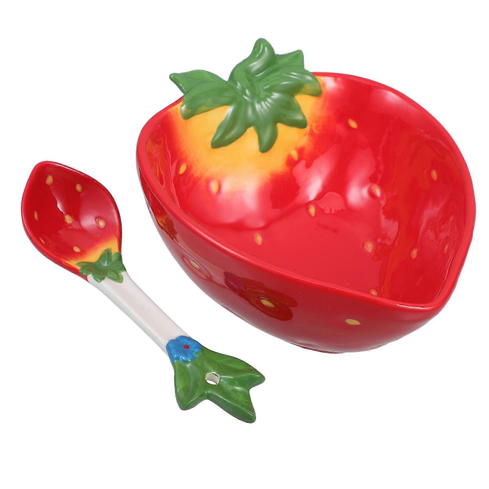 Strawberry Bowl Ceramic Kitchen Use for Serving Fruit 1Set