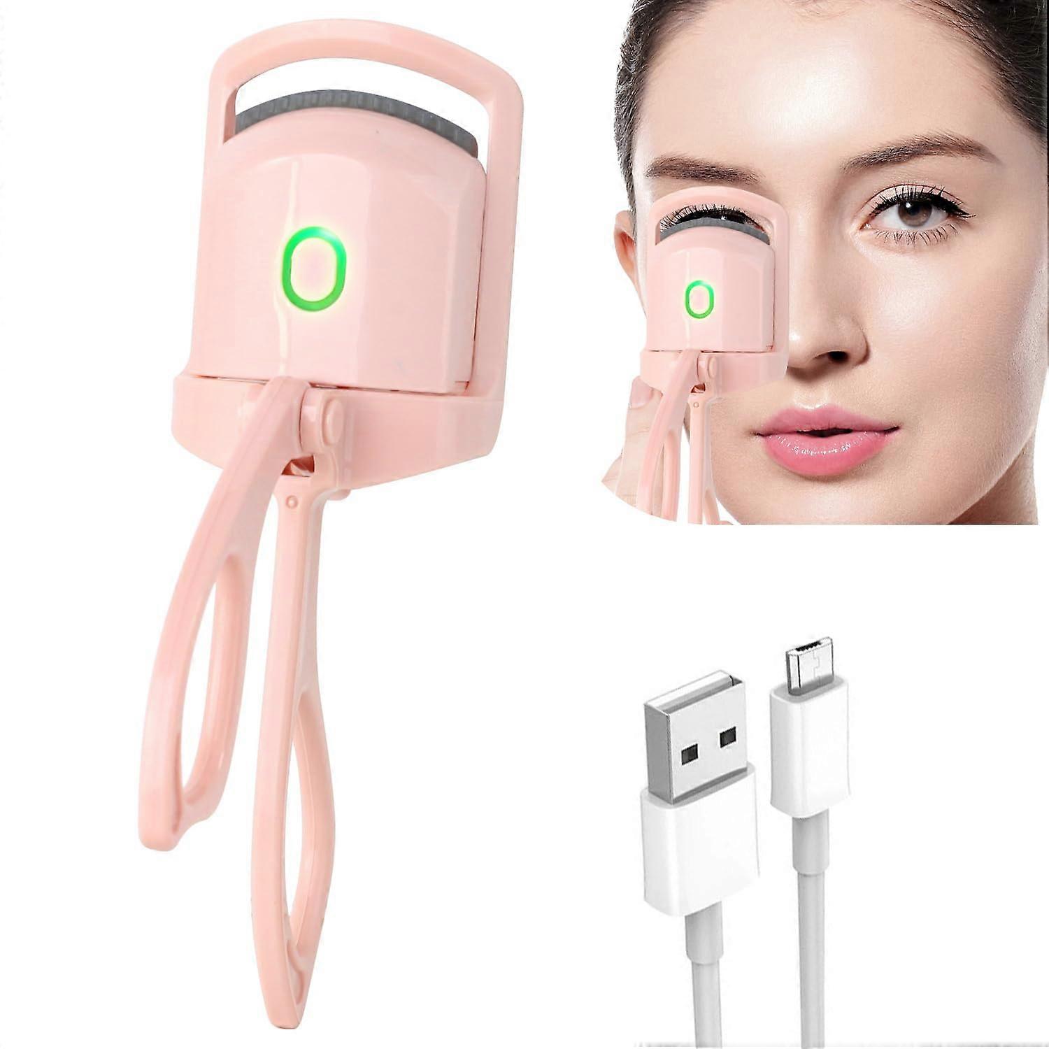 Heated Eyelash Curler with Dual Temperature Modes, Rapid Heat 10s Rechargeable Lash Curler Pink
