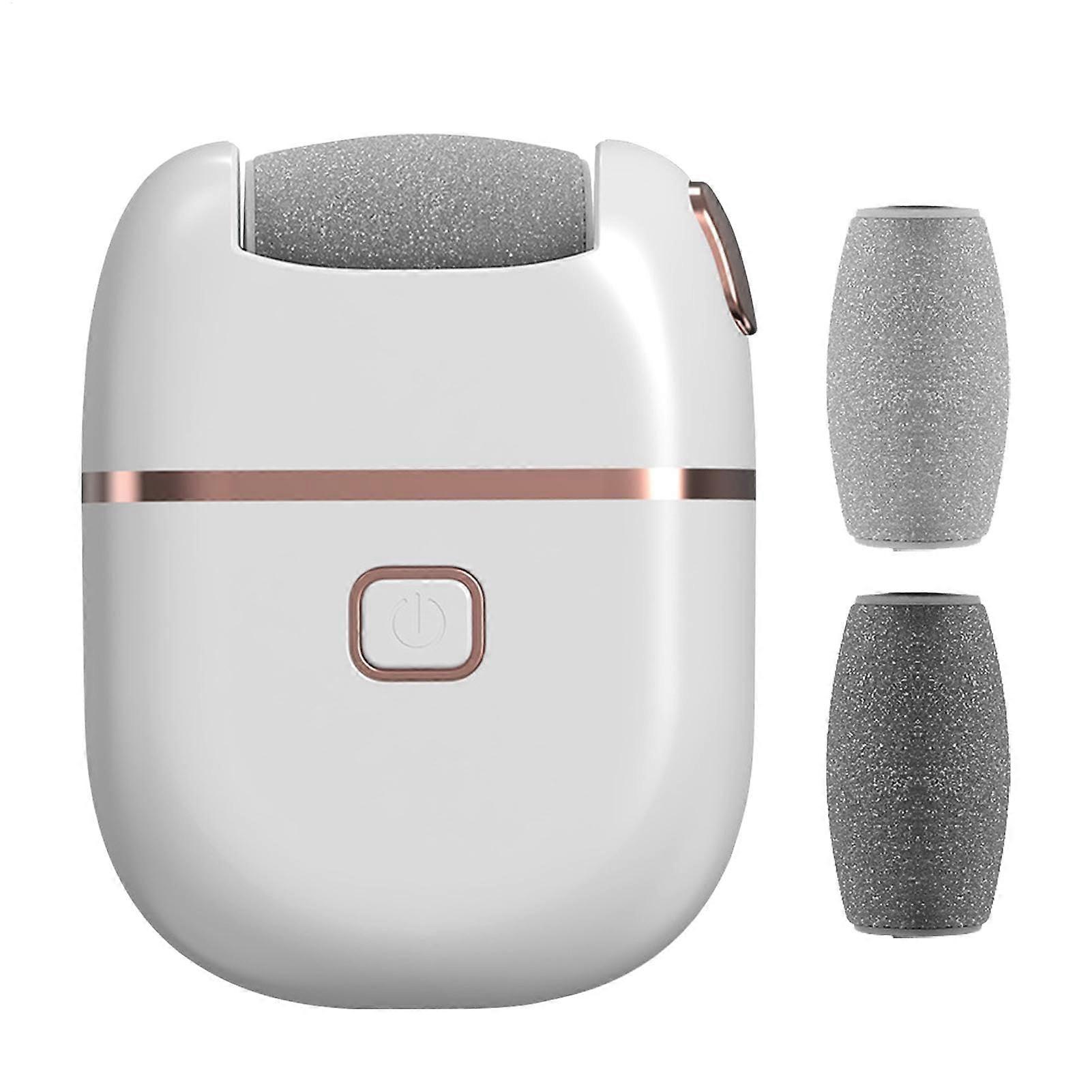 Rechargeable Electric Callus Remover Waterproof Foot File with Replaceable Head for Smooth Feet White